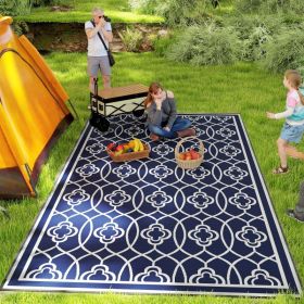 Reversible Outdoor Rug, Waterproof Plastic Straw With Carry Bag, 9 X 18, Blue & White Lantern Reversible Outdoor Rug, Waterproof Plastic Straw With Carry Bag, 9 X 18, Blue & White Lantern